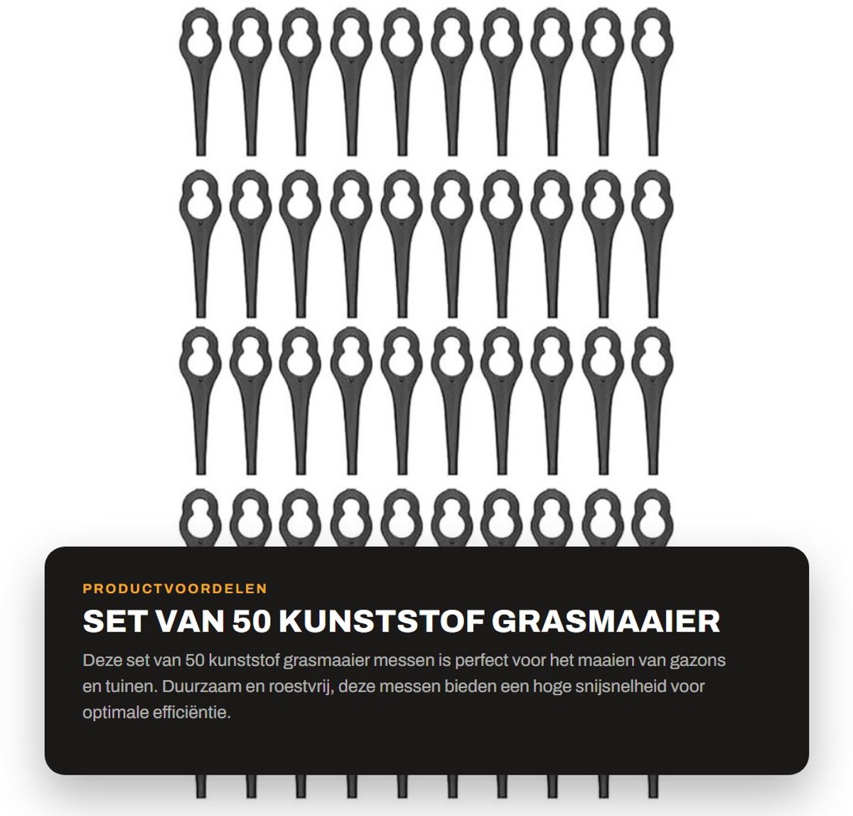Dailygoods- Grassnijmes 50 Stuks - Kunststof Mes - Duurzaam - Antiroest - Hoge Efficiëntie - Eenvoudig te Installeren - Grasmaaier