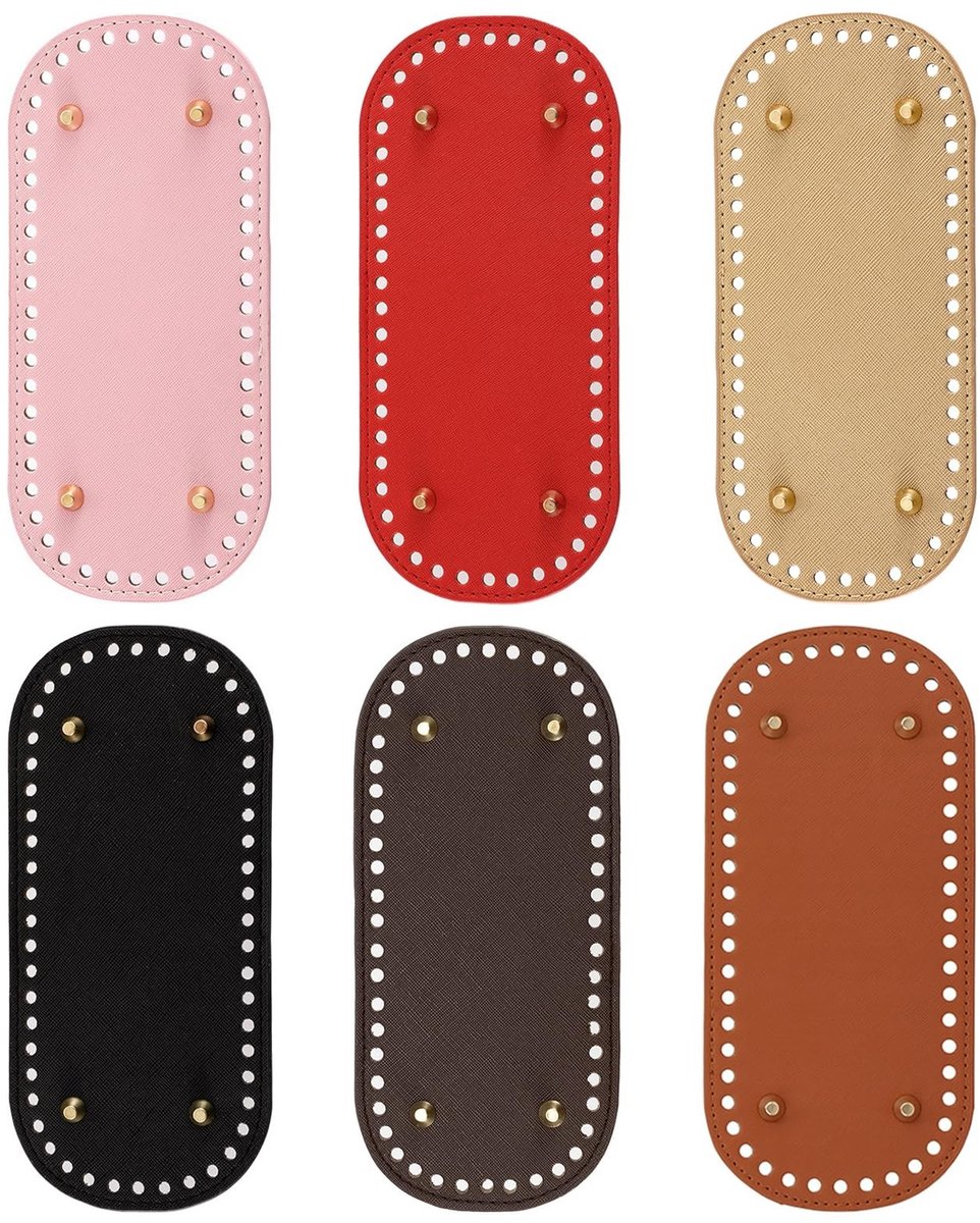 Dailygoods- Bodemzakken 6 Stuks - Ovaal PU-leer - Gehaakt - Hoogwaardig Kunstleer - Ondersteuning voor Handtas - 22 x 10 cm - Handtasbodem