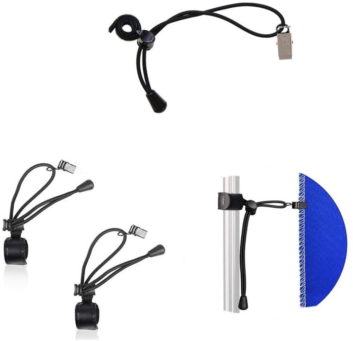 Dailygoods- Achtergrond Klemmen 8 stuks - Metalen Clip - Rekbare Koorden - Klittenbandsluiting - Duurzaam - Voor Fotografie/Video Studio - Achtergrondclips
