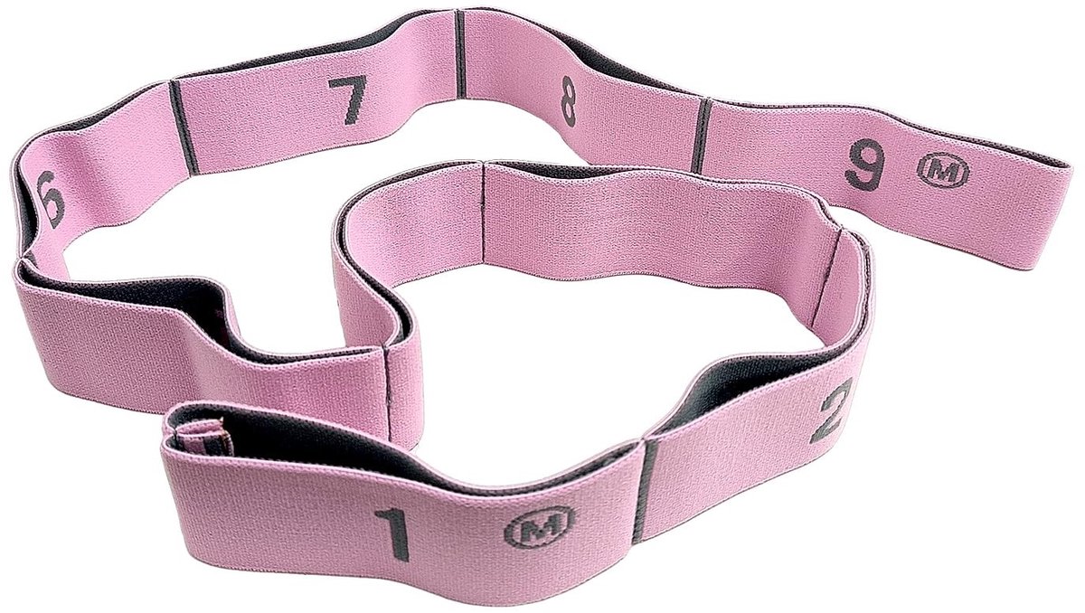 Dailygoods- Elastische Band - 9 Intensiteiten - Yoga Gummiband - Polyester-Katoen - 115x4 cm - Lichtgewicht en Veelzijdig Inzetbaar - Weerstandsband