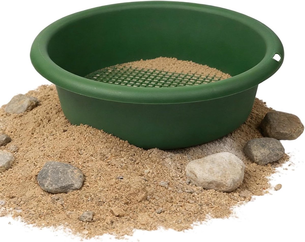 Stenen Zeef - Pelletzeef - Grond Voorbereiden - Roestvrij Gaas - 31x24x8.5 cm - Groen