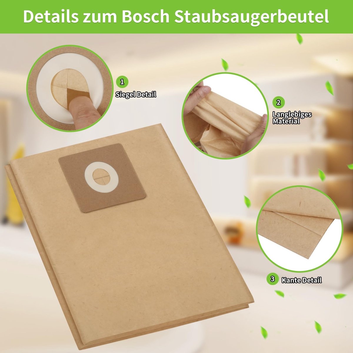 Dailygoods- Filterzakken 15 Stuks - Papieren Zak - Accessoires voor Bosch Advancedvac 20 - Stofzuigerzakken - Hoge Kwaliteit - Efficiënte Filtratie