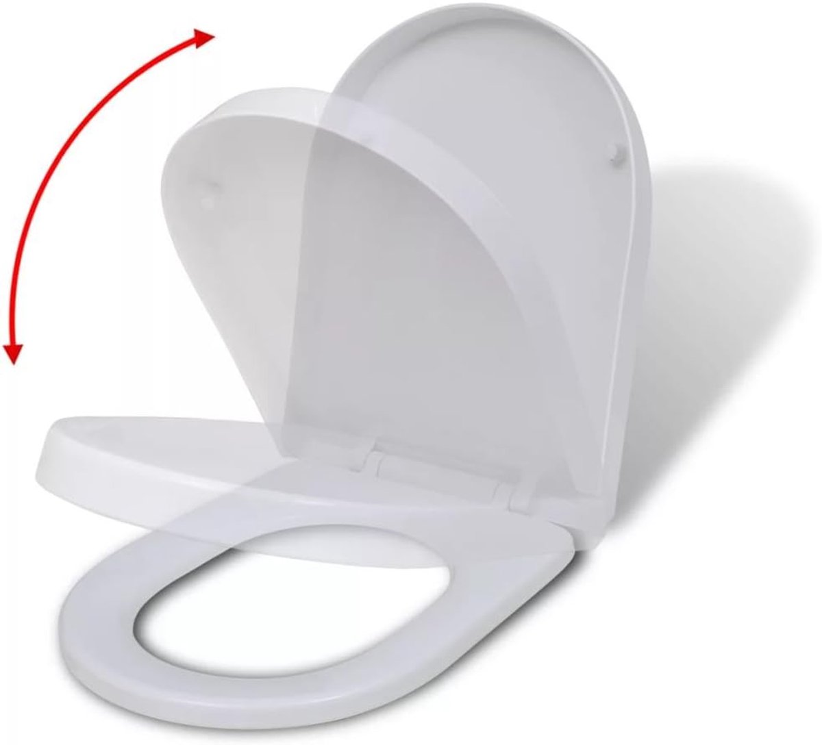 Toiletbril Vierkant - Toiletdeksel Douchestoel - Standaard Toilet - Soft-close Mechanisme - 48 x 35 cm - Wit