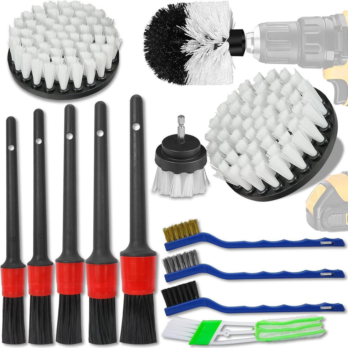 Autoreinigingsset - Detailing Borstels - Auto Poetsen - 23 Delige Set - Complete Set - Multicolor