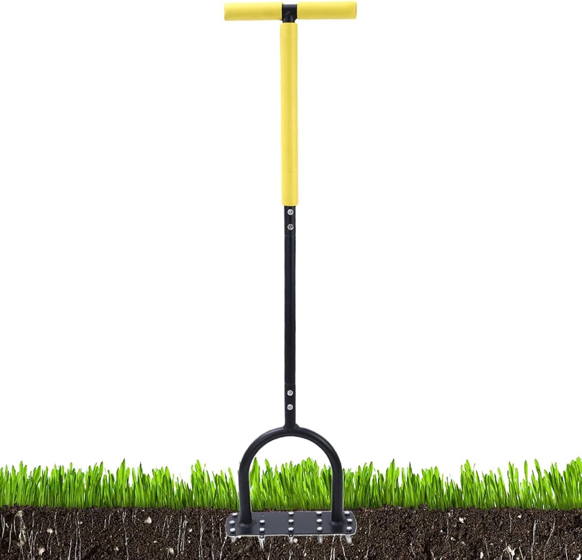 Gazonbeluchter - Tuin gereedschap - Bodem verbeteren - Ergonomische handgreep - 100 x 24.5 cm - Grijs