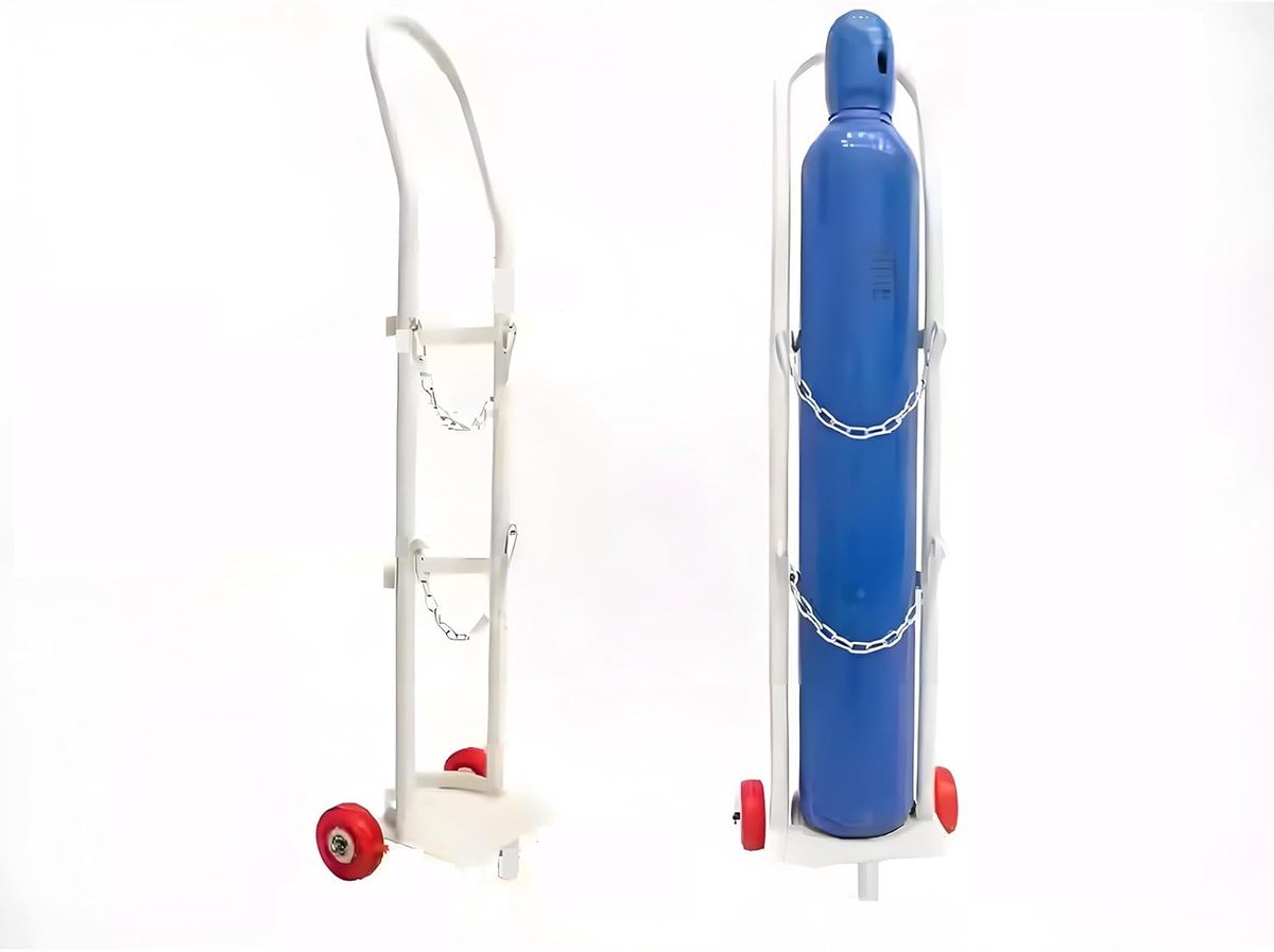 Cilinderwagen - Dolly Trolley - Transport Gasflessen - Veiligheidsketting - 8-15 Liter - Zilver