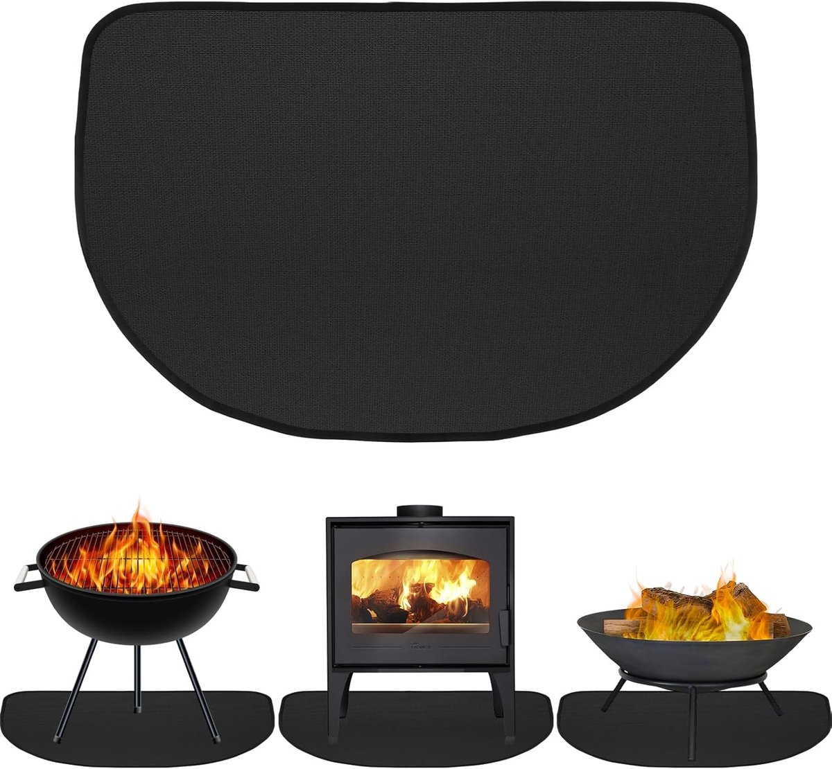 Vuurvast Haardtapijt - Oventapijt Vloerbeschermer - Vloer Beschermen - Extreme Hittebestendig - 40 x 60 cm - Zwart