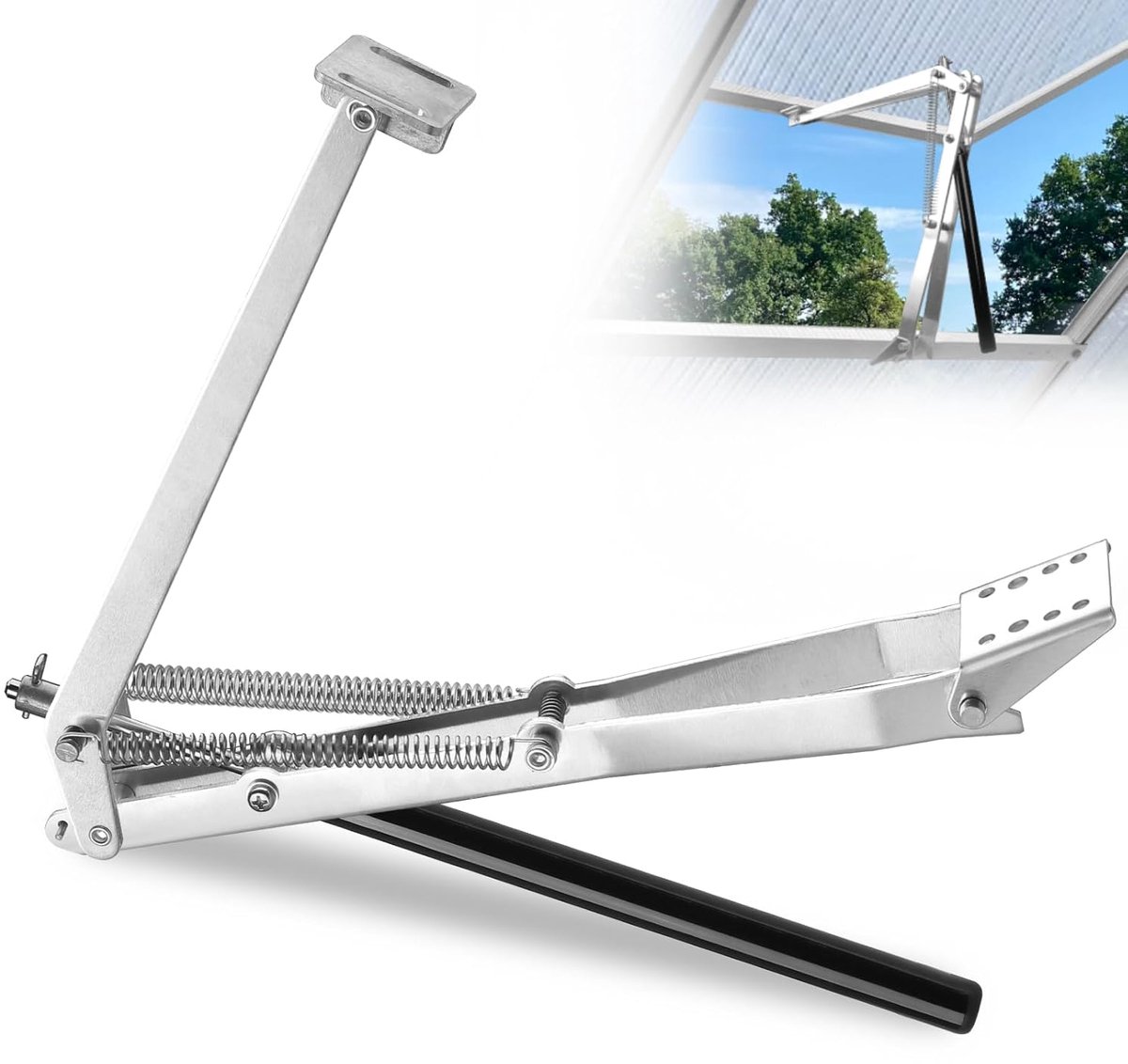 Automatische raamopener - Thermostaat opener - Kas ventileren - Dubbele veer - 45 cm opening - Zilverkleurig