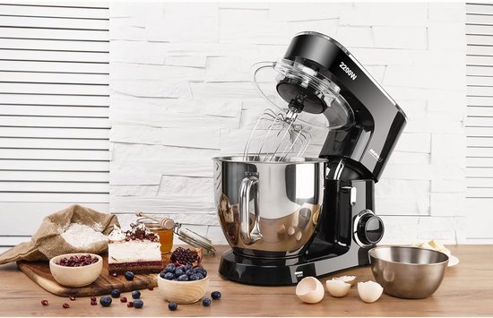 Professionele bakmixer met weegschaal en planetair systeem - 6,5L roestvrij staal, 6 snelheden, ideaal voor deeg en beslag van Merkloos — afbeelding 5