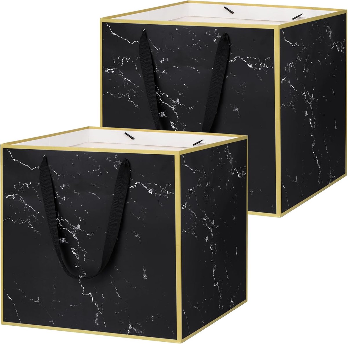 Grote Giftzak 12 Inch Vierkant van Marmer - Set van 2 voor Huwelijk, Verjaardag, Doop en Afstuderen