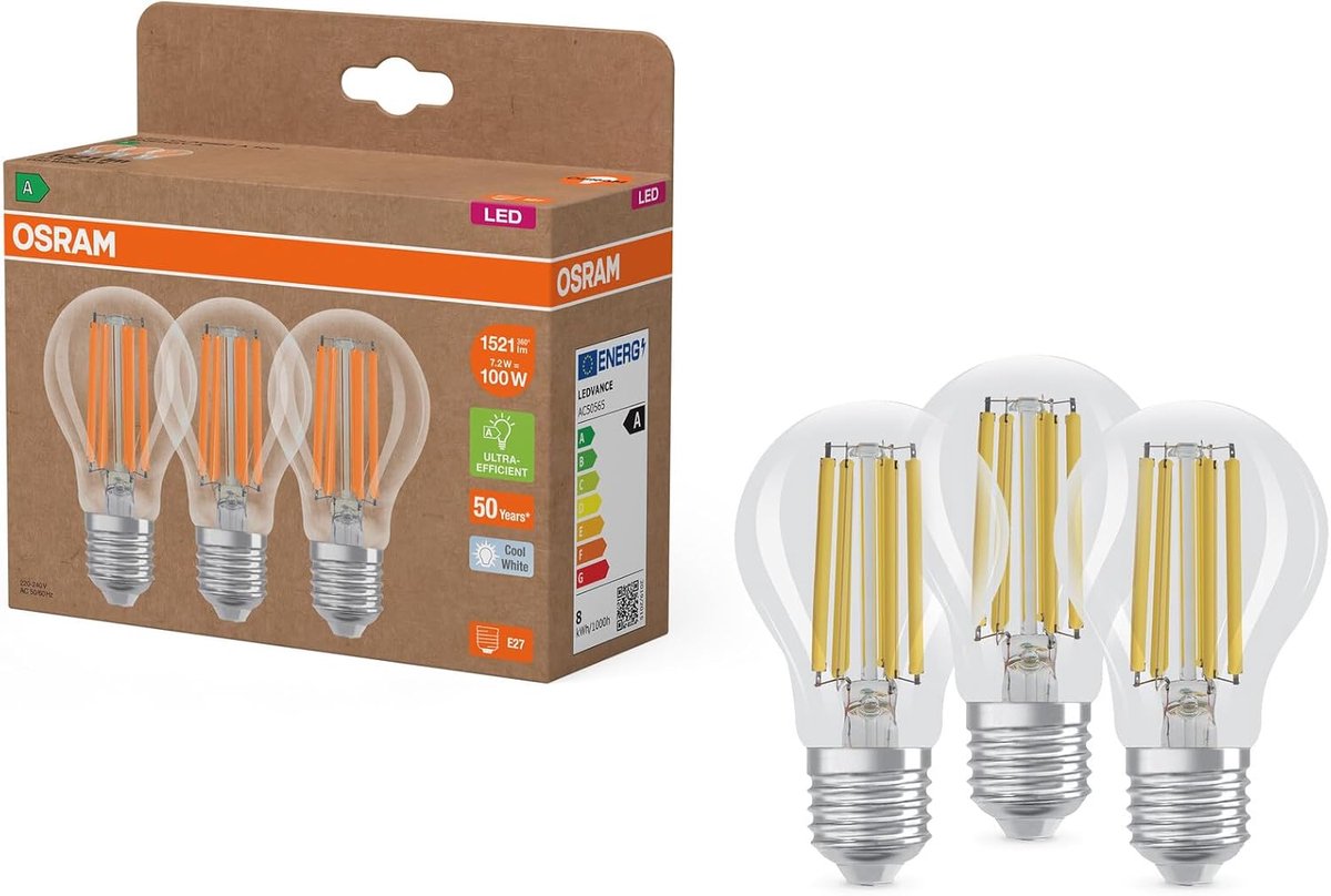 LED Lamp - Klassieke Gloeilamp - Algemene Verlichting - Lange Levensduur - E27 Fitting - Helder Wit