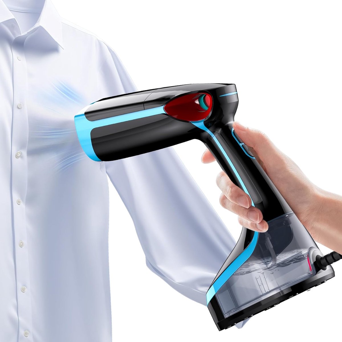 Stoomstrijkijzer Verticale Stomer - Handstomer Kleding - Kreukels Verwijderen - Zachte Stoom Technologie - 340 ml Tank - Blauw Zwart