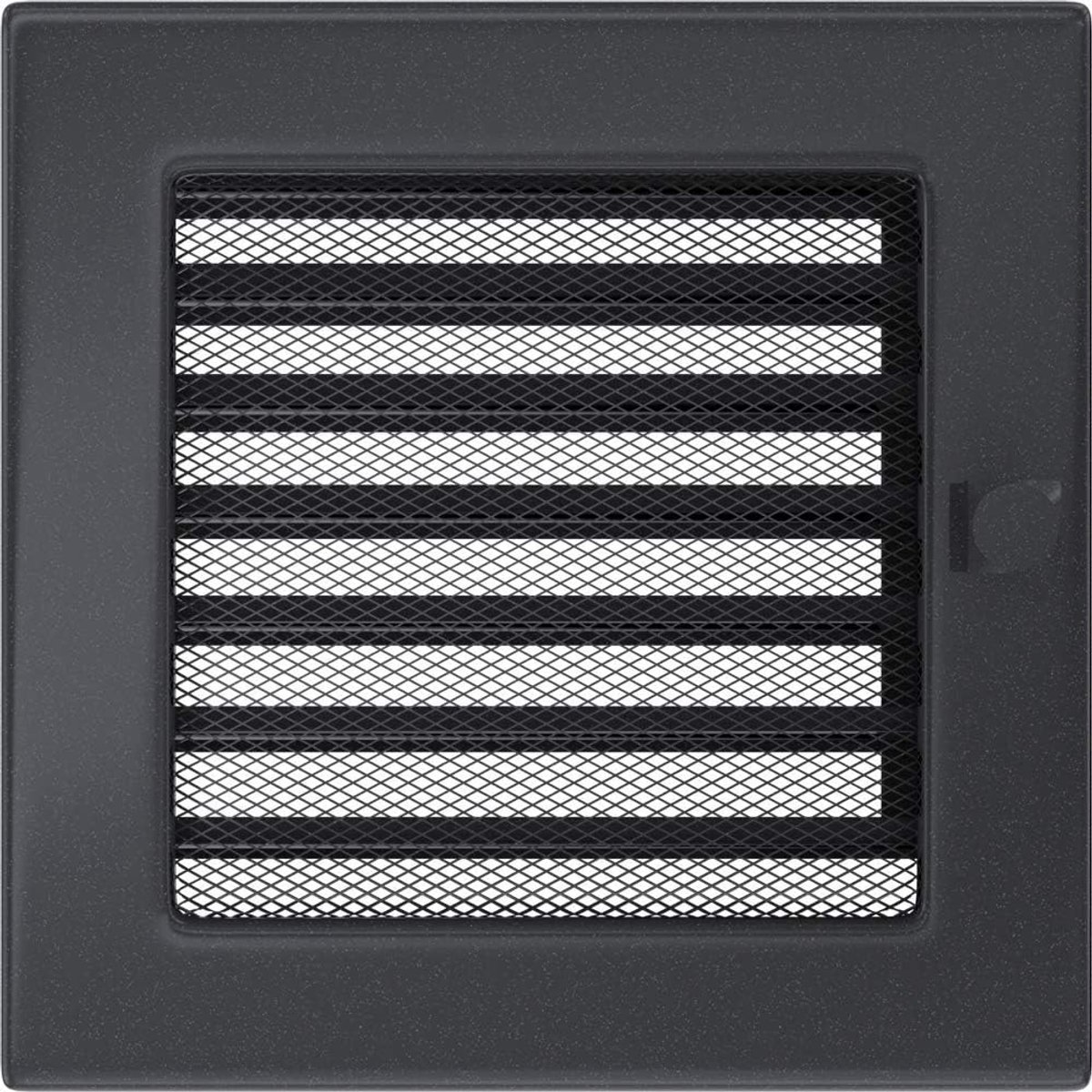 Ventilatierooster - Haardrooster - Luchtverdeling - Gepoedercoat staal - 17x17 cm - Grafiet