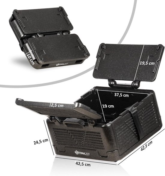 Thermobox Inklapbaar - Isolerende Koelbox - Voedsel Transport - Praktisch Vouwmechanisme - 26 Liter - Zwart — afbeelding 3