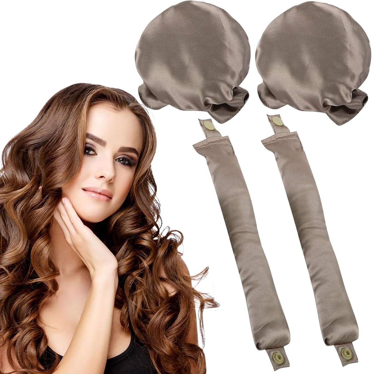 Hitte-vrije krulspelden - Doe-het-zelf haarstyling - Mooie krullen maken - Geen haarschade - 2 stuks - Champagne