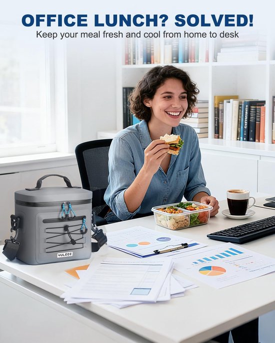Koeltas - Lunchtas - Picknick en Reizen - 5-laags Isolatie - 15L - Grijs — afbeelding 2
