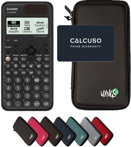 Casio fx-991CW ClassWiz incl. WYNGS Beschermhoes Zwart - Wetenschappelijke Rekenmachine - Basis Pakket (speciaal voor België)