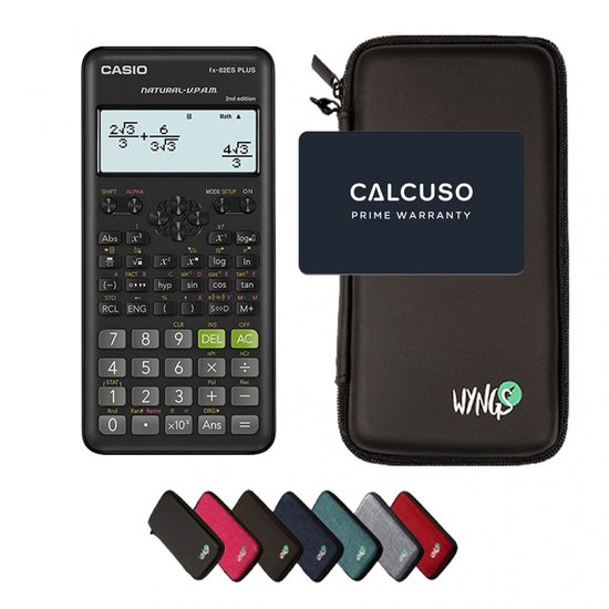 Casio fx-82ES Plus 2nd edition incl. WYNGS Beschermhoes Zwart - Wetenschappelijke Rekenmachine - Basis Pakket