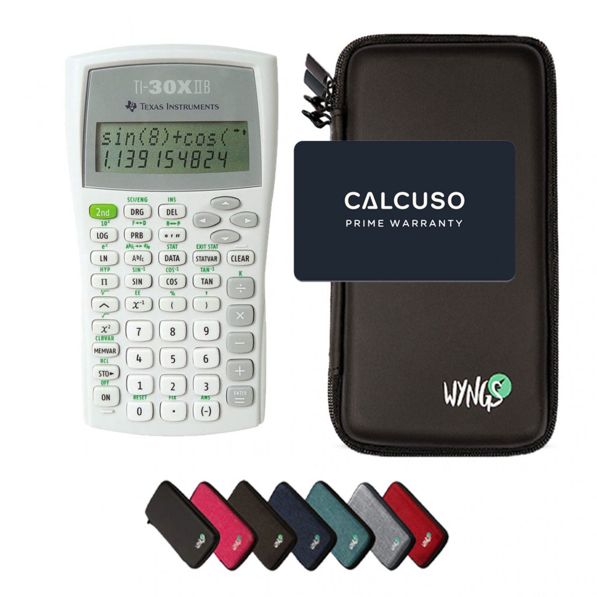 TI-30XIIB incl. WYNGS Beschermhoes Zwart - Wetenschappelijke Rekenmachine - Basis Pakket