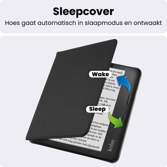 Hoes Geschikt voor Kobo Libra 2 - Luxe E-reader Bescherm Case - Hoesje Book Cover - Zwart — afbeelding 3