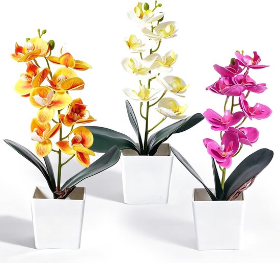 Kunstorchideeën in pot, 30 cm - Realistische kunstbloemen voor woonkamer, kantoor en eetkamer decoratie