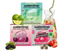 waterdrop® Set Mojito – Arôme d'eau – 36 pastilles à boire – Boisson sans sucre avec Mojito, Fraise & Mûre – Parfait pour vos propres boissons rafraîchissantes – Faible en calories