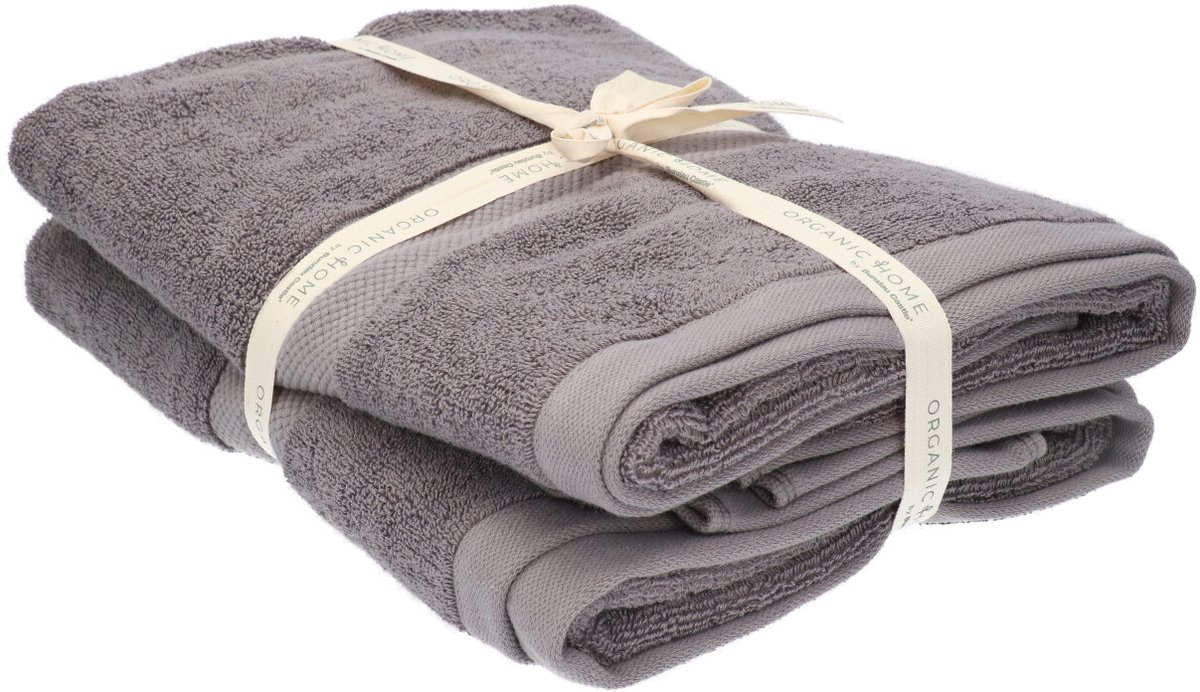 Set van 2 Organic Home badhanddoeken 70x140 cm – Stone Grey
