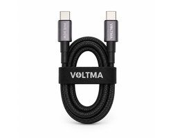 Voltma PHB60BCC USB-C oplaadkabel - 1.2 meter 60W USB-C naar USB-C kabel - QC2.0 60 Watt snellader - gevlochten datakabel met 5000+ bochten buigflexibiliteit - snellaadkabel - Type C telefoonoplaadkabel voor iPhone, Samsung, Macbook en Laptop - Zwart