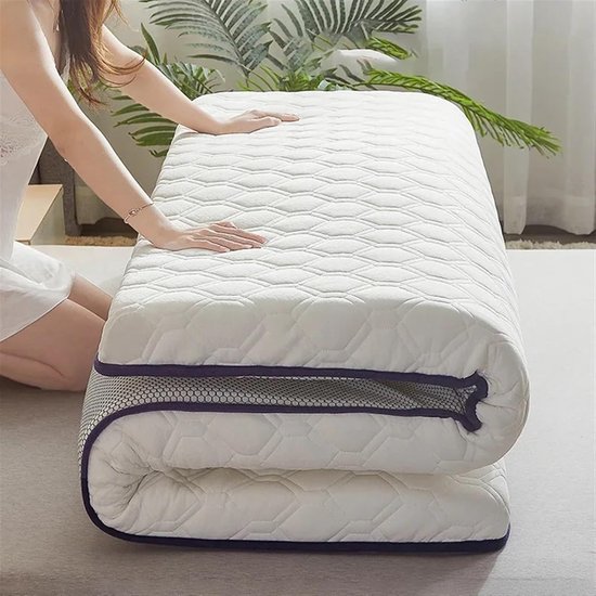 Opvouwbare Latex Matras - Comfortabel Slaapkussen - Ontspannen Slapen - Antislip Katoen - 120 x 190 cm - Wit — afbeelding 3