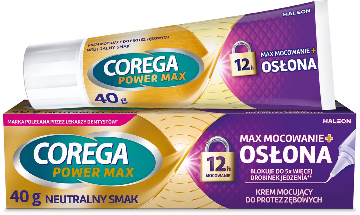 Corega Max Serie - Tandprothese Crème - 40g - Bescherming en Versterking - Zwarte Lijn