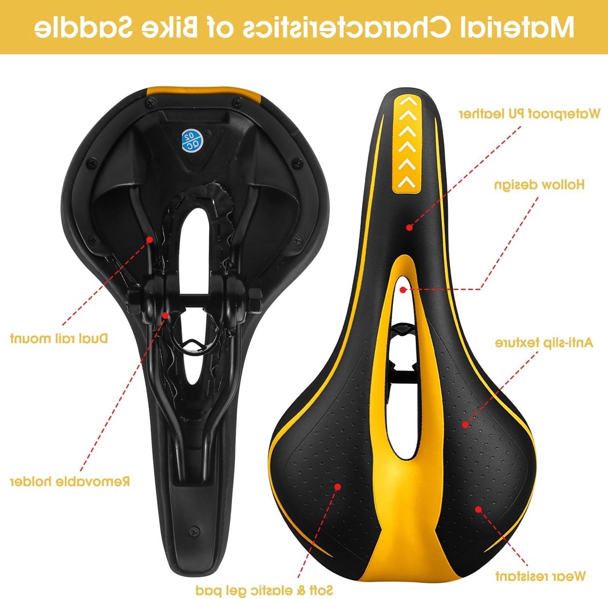 Ergonomisch Gel Fiets Zadels voor Stads- en Mountainbikes | Comfortabel, Zacht en Ademend Memory Foam voor Volwassenen en Kinderen