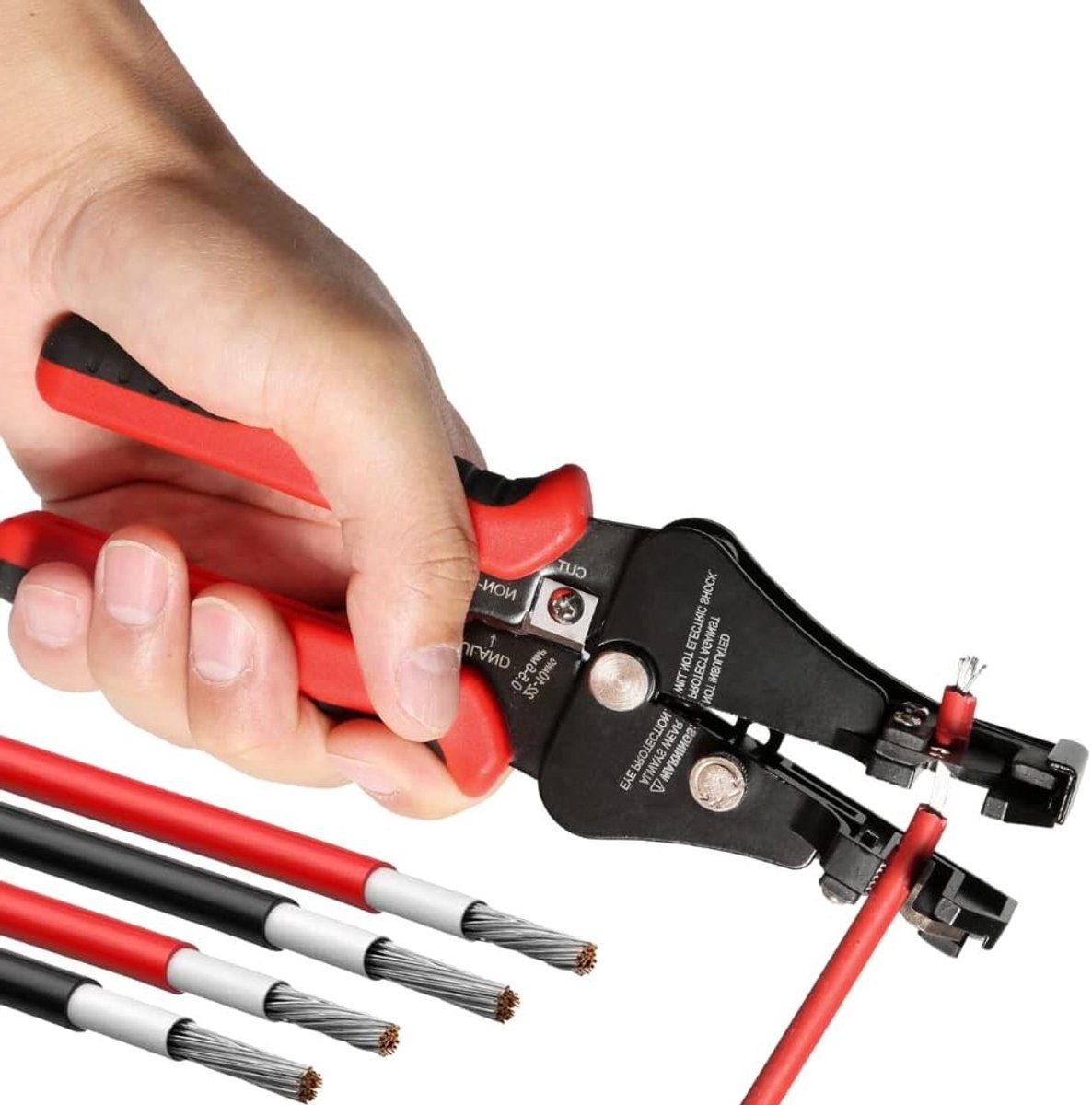 Automatische Stripgereedschap voor Elektriciens, Zonne-energie Aangedreven, Multifunctionele Kabelstripper voor 2.5/4/6 mm², Efficiënte Kabelsnijder en Stripper