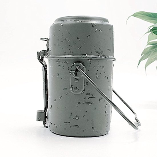 Draagbare Lunchbox - Eetblik Aluminium - Buiten Eten - Antislip Handvat - 15 x 15 x 15 cm - Zwart — afbeelding 2