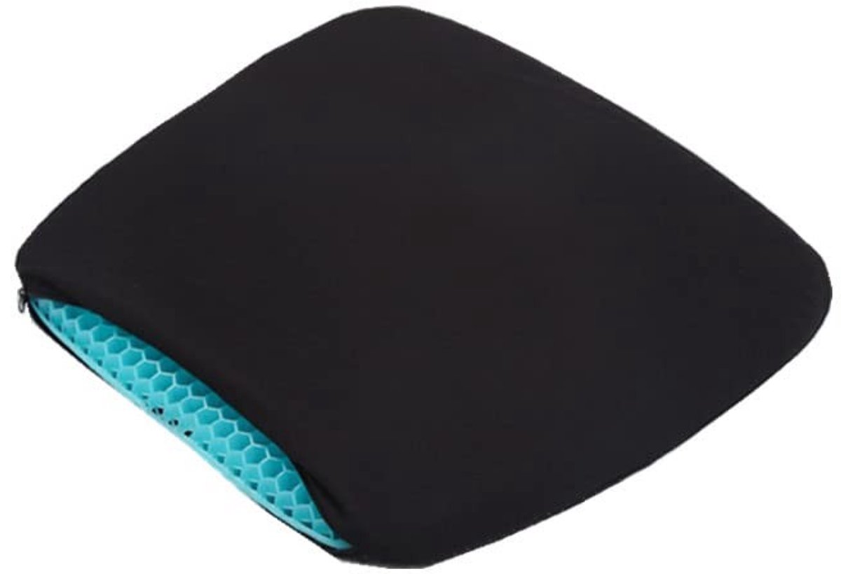 Dailygoods- Gel Kussen - Vermindert Rugklachten - Wasbare Hoes - Geschikt voor Elke Stoel - 41x37x4CM - Ademend Honingraat Design - Zitkussen
