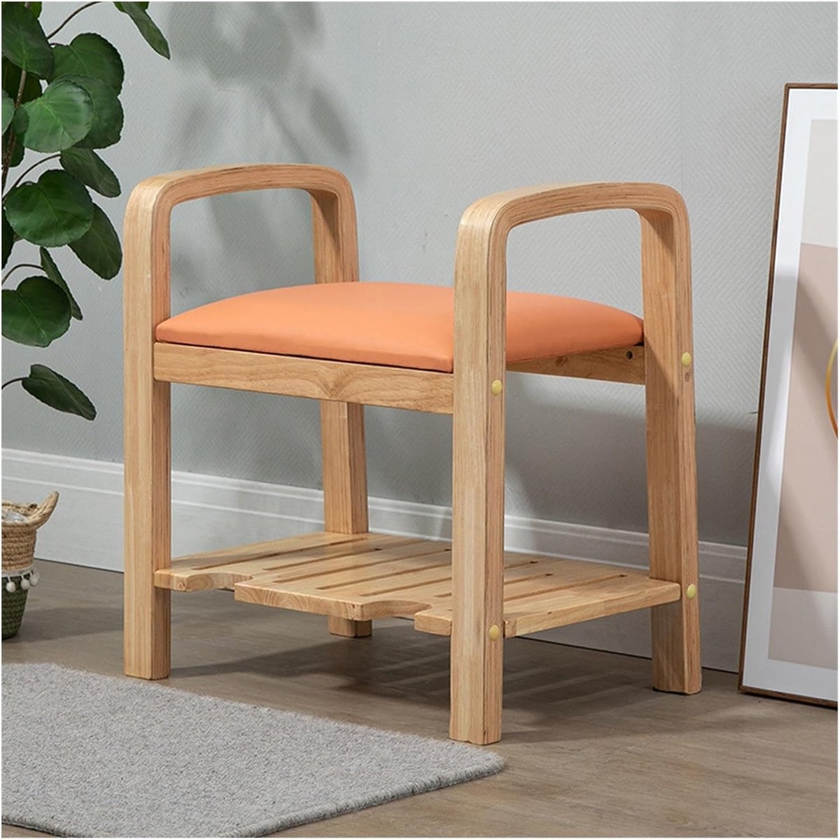 Voetenbank Kruk - Schoenenkruk Zithoek - Schoenen Wisselen - Hoge Veerkracht Kussen - 58x37x58cm - C