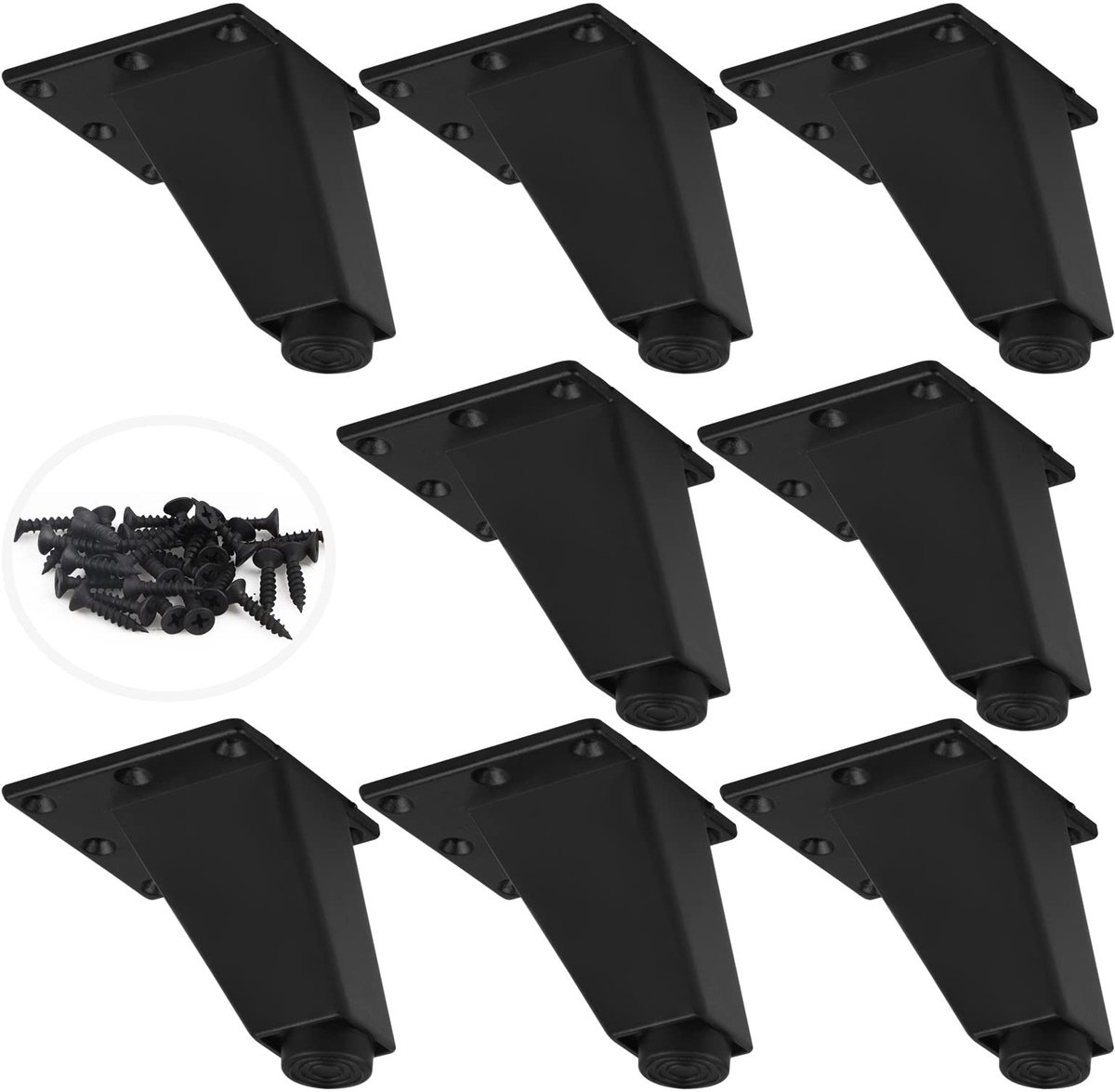 Dailygoods- Meubelpoten Zwart - Meubelverhoger - Bankpoten - Tafelpoten - Verstelbaar - 4 Stuks - Antislip en Slijtvast