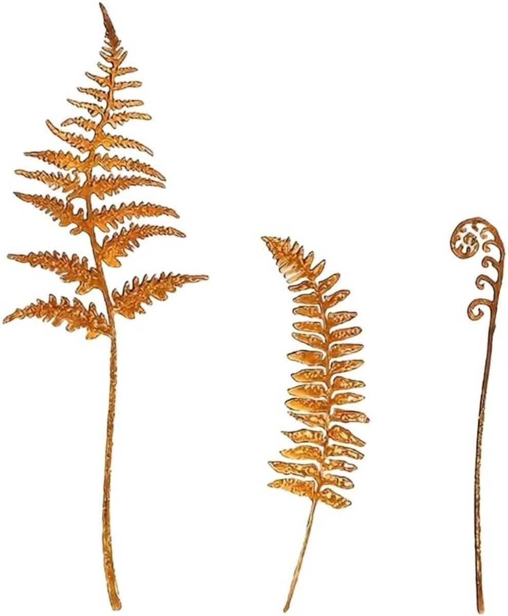 Tuin decoratie set - Smeedijzeren planten - Buiten verfraaien - Rustiek metaal ontwerp - 3 maten - Antiek