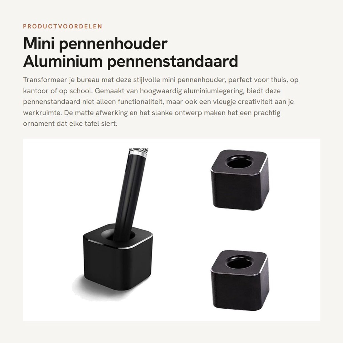 Dailygoods- Pennenhouder Hoogwaardige Aluminiumlegering - Desk Organizer - Tandenborstelhouder - Antislip - Slijtvast - Compact 38x38x30 mm - Bureauorganizer