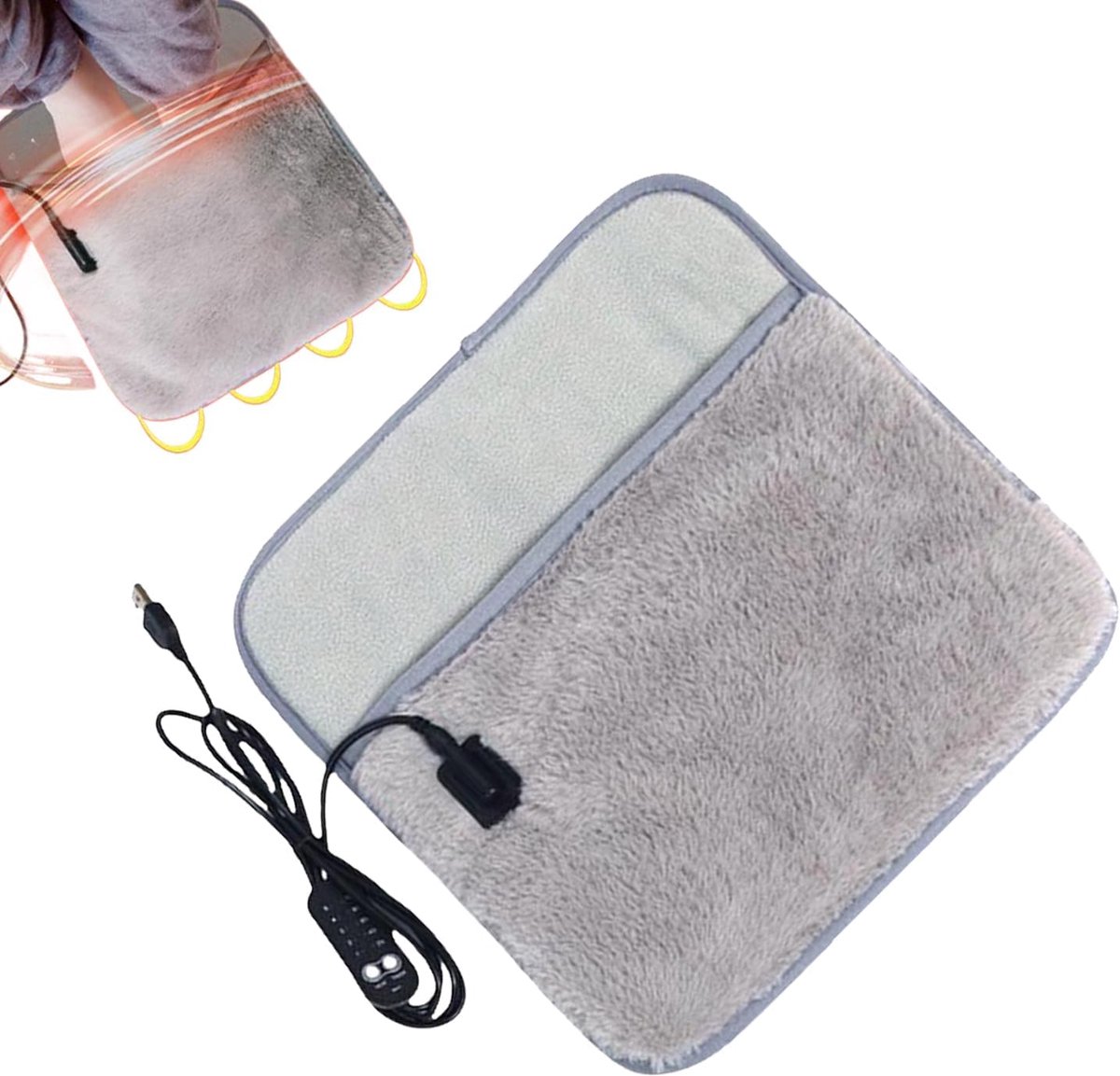 Voetverwarmingskussen - Elektrische warmer - Warmte comfort - Vijf warmtestanden - 30 cm - Grijs