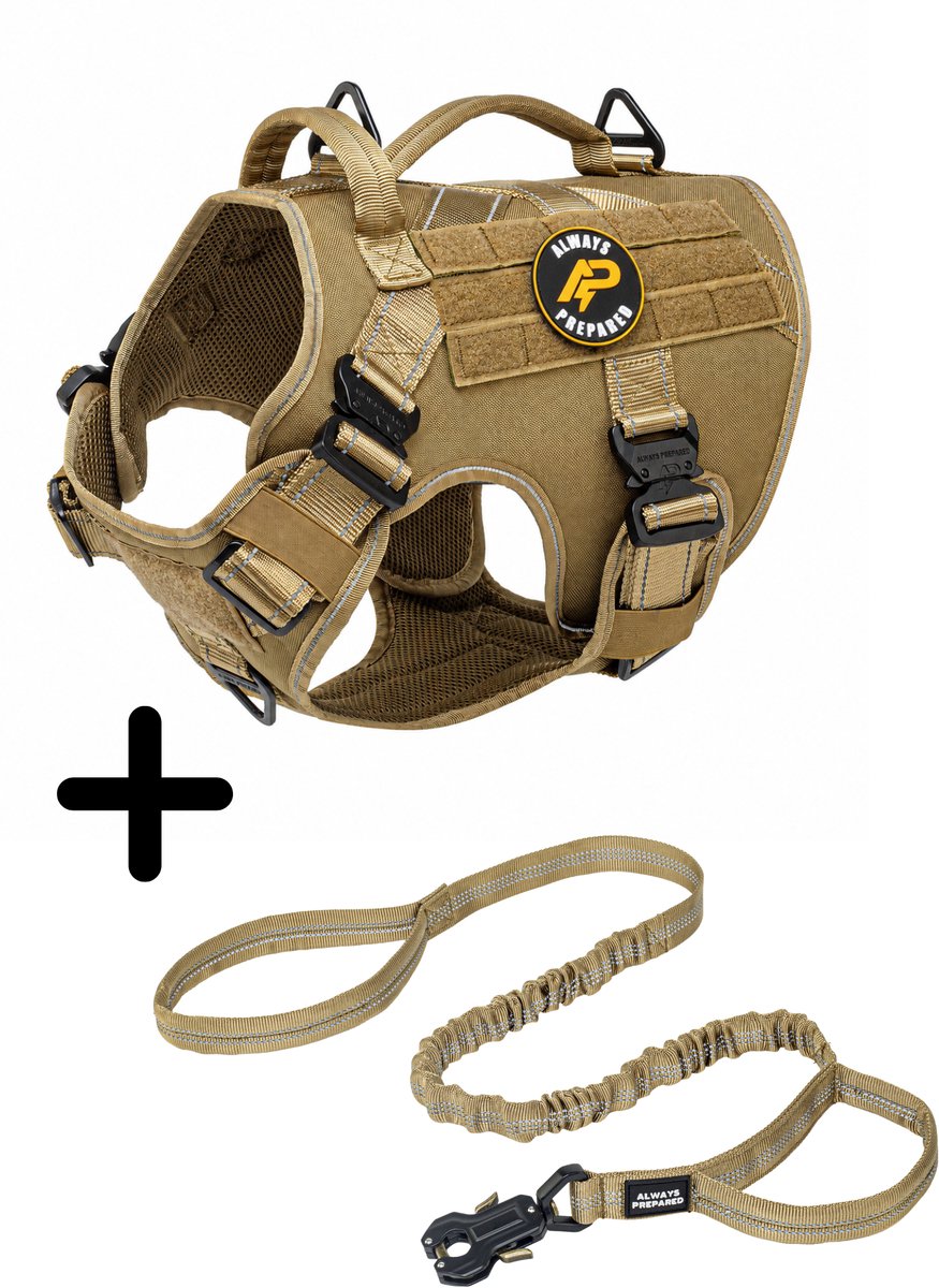 Always Prepared® Pro Combi Deal - Hondentuig + Riem - Anti-Trek Set voor Middel en Grote Honden - Reflecterend - Maat L