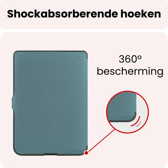 Hoes Geschikt voor Kobo Nia Hoesje Bookcase Cover Book Case Hoes Sleepcover Trifold - Donkergroen — afbeelding 5