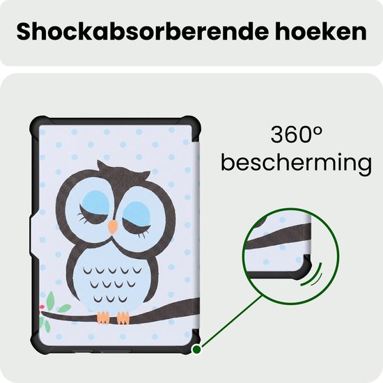 Hoes Geschikt voor Kobo Clara HD Hoesje Bookcase Cover Hoes Trifold - Hoesje Geschikt voor Kobo Clara HD Hoes Cover Case - Uil — afbeelding 4