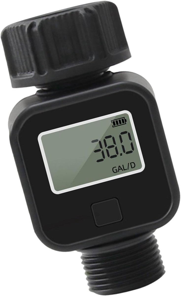 Slangwatermeter - Waterverbruik monitor - Tuin besproeien - Automatische stop - 3/4 inch - Zwart