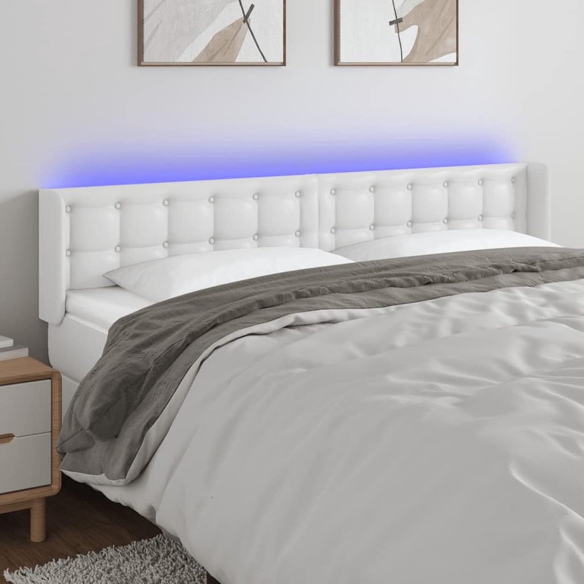 Hoofdeinde met LED - Bed rugleuning - Slaapkamer decoratie - Verstelbare hoogte - 163 cm b
