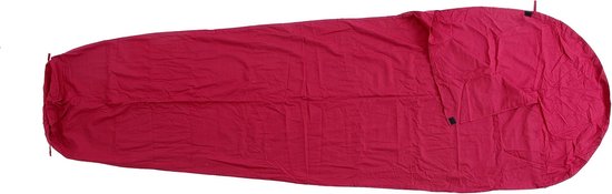 Katoenen Slaapzak Inleg - Reis Laken - Kamperen en Reizen - Mummy Vorm - 225 x 75/45 cm - Bordeaux — afbeelding 3