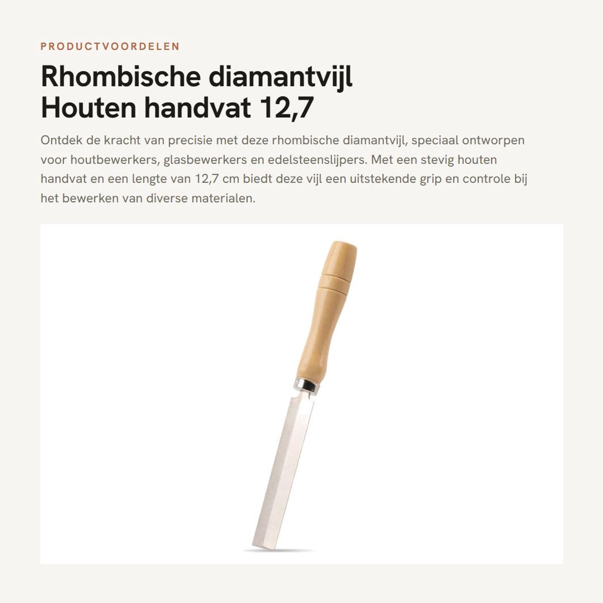 Dailygoods- Diamantvijl - Rhombische Vijl - Houten Handvat - Slijpen - Houtbewerking - 12,7 cm - Slijtvast en Glad Oppervlak