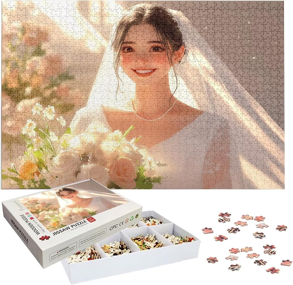Gepersonaliseerde Puzzel - Foto Puzzel - Herinneringen Bewaren - Uniek Houten Object - 75x50cm 1314 Stukjes - Meerdere Kleuren
