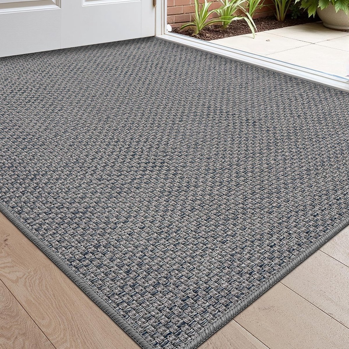 Famanu Vuilvanger deurmat, 44 x 76 cm, wasbaar en antislip, voor voordeur en achterdeur, grijs Antraciet