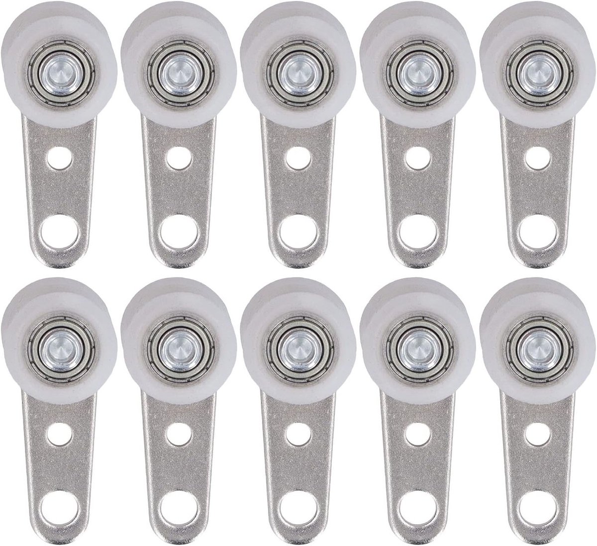 10-delige roestvrijstalen katrolset met nylon lagers en wielen voor schuifdeuren, 19mm diameter en 44mm lengte