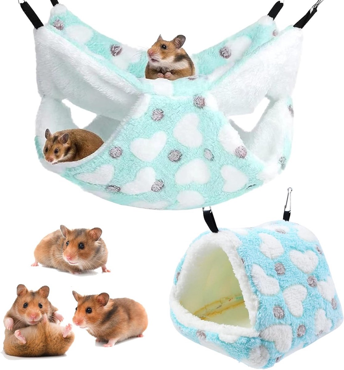 Dubbele Laag Hangmat voor Kleine Huisdieren - Hamster Nest voor Spelen en Slapen, Comfortabele Accessoires voor Hamsters
